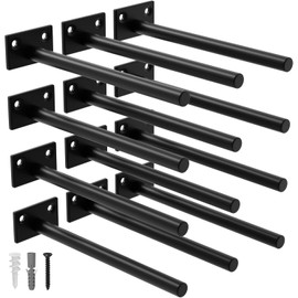 LEOPO 12-Pack 8 inch Floating Shelf Brackets, Hidden Shelf Bracket for Wood, Concealed Blind Shelving Support,Invisible Coated Brackets for DIY Decorative,Fit for Kitchen, Bathroom,Study Room
