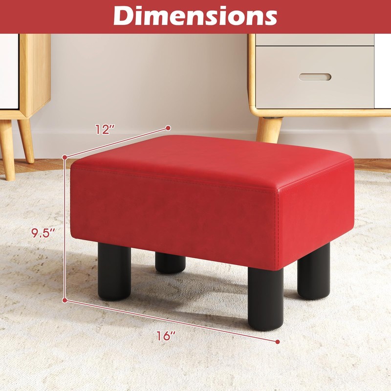 Giantex Small Foot Stool Ottoman, PU Leather Footrest with Storage,