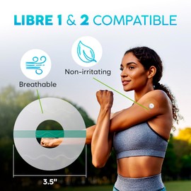 Freestyle Libre 2 Covers Waterproof – 45 Libre 2 Sensor Covers, Transparent, Long-Lasting, No Glue on Center, Non-Irritating, Easy to Apply and Remove – Ideal for Sports, Swimming, and Daily Use