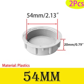 Qrity 2 Pack PVC Pipe End Cap Waste Processor Blanking Caps, Female Thread 54mm End Cap, Pipe Fitting Cap for Drain Pipe