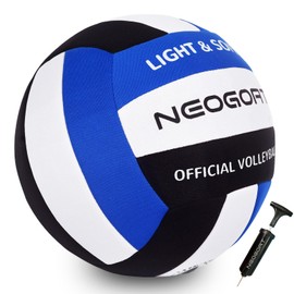 NEOGOAT Soft Volleyball for Indoor Practice-Super Soft & Silent Fabric Indoor Volleyball Lightweight for Kids Youth Beginners, Perfect for House Yard Training Practice Games(Deflated,with Pump)