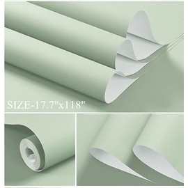 Dimoon Wallpaper78.7"x17.7" Green Peel and Stick Wallpaper Light Green Contact Paper Solid Pure Green Self Adhesive Wallpaper Removable Wallpaper Green Wall Paper Textured Shelf Drawer Vinyl Roll