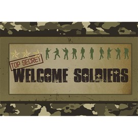Baocicco Army Soldier Backdrop 8x6.5ft Welcome Soldiers Photography Background Three Stars Top Secret Camouflage Backdrop Children Birthday Party Decor Background Photo Studio Props