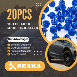 Rexka 20pcs Wheel Arch Moulding Retainer Clips, Car Trim Clip Retainers, Blue Plastic Compatible with Land Rover Range Rover Evoque OE LR027255 Discovery, Discovery Sport