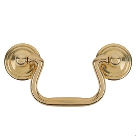 Plain Cast Brass Swan Neck Drawer Bail Pull | Centers: 2 1/2" | Handle for Antique Cabinet Door, Dresser Drawer, Desk | Reproduction Furniture Hardware | UA-870-PCB