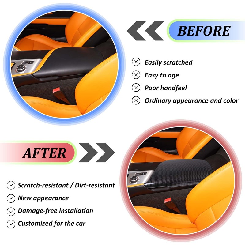 Center Console Armrest Cover for Chevy Corvette C7 2014-2019, Armrest