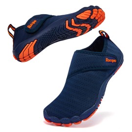 Racqua Zapatos acuáticos para niños y niñas, de secado rápido, ligeros, para piscina, natación, playa, deportes acuáticos (bebé/niño pequeño/niño grande), Wzk163b-blue/Orange, 2 Big Kid