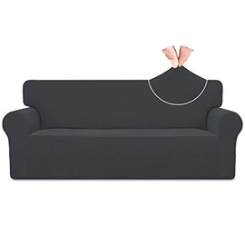 Easy-Going Stretch Jacquard Couch Cover, 1-Piece Soft Sofa Cover, Sofa Slipcover with Anti-Slip Foams, Washable Furniture Protector for Kids, Pets ( Sofa, Dark Gray)