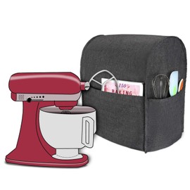 Luxja Dust Cover for 4.3 Litre and All 4.8 Litre KitchenAid Mixers, Cover with Pockets for KitchenAid Mixers and Extra Accessories (Fit for 4.3 Litre and All 4.8 Litre KitchenAid Mixer), Black