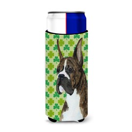 Boxer St. Patrick's Day Shamrock Portrait Ultra Beverage Insulators for Slim cans SS4439MUK