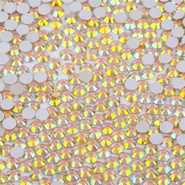 3000 Pieces SS6 2mm Flatback AB Rhinestones Clear Glass Round Gems Crystals for Nail Art DIY Crafts Clothes Shoes Bags （Champagne）