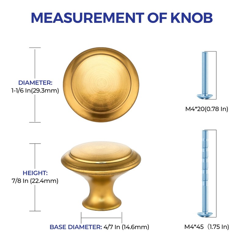 Ravinte 30 Pack Gold Kitchen Cabinet Knobs 1-1/4 Inch Round