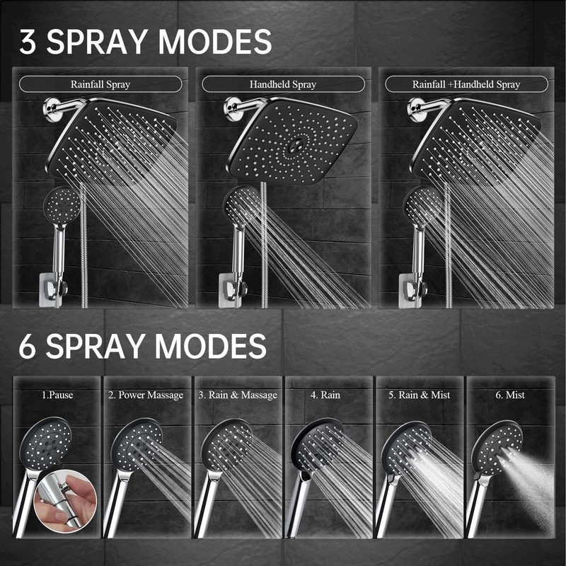 Veken 11.8 Inch High Pressure Rain Shower Head -Shower Heads
