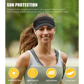 Sports Sun Visor Women Men, Cooling Stretchy Visor Hats Summer Packable Ponytail Sun Hat for Running, Golf, Tennis