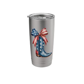 Cowboy Boots - 4th July Memorial Day Holiday Patriotic Stainless Steel Insulated Tumbler