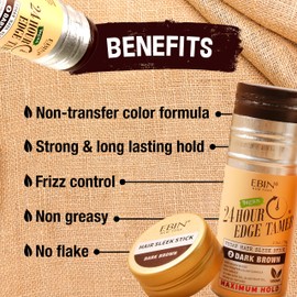 EBIN NEW YORK 24 Hour Edge Tamer Vegan Hair Sleek Stick Natural Black Maximum Hold