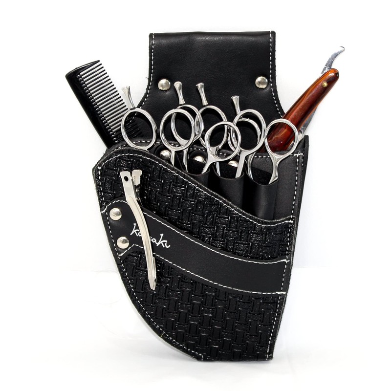 Hairdressing Scissor Pouch by Kassaki Black Check Tool Belt Bag