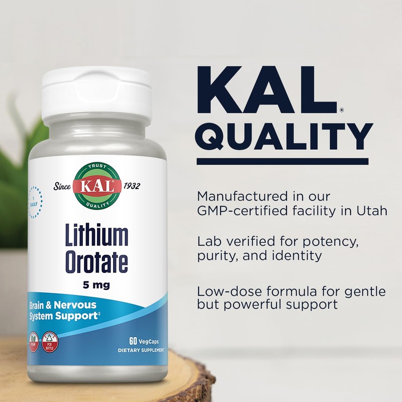 KAL Lithium Orotate 5mg | Low Serving of Chelated Lithium