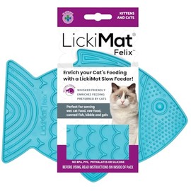 LICKIMAT Felix, alimentador lento para gatos en forma de pez, reduce ansiedad y aburrimiento, perfecto para alimentos, golosinas, yogur o mantequilla de maní, Turquesa