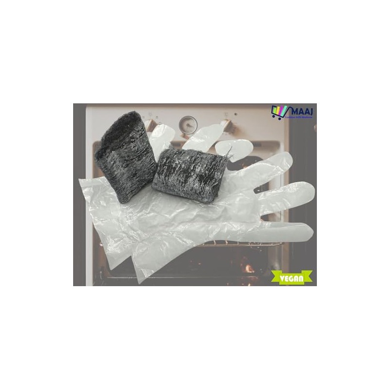 Stahlwolle Reinigungspads für Grill und Backofen, 2 Stück mit Schutzhandschuhen,