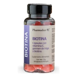 Pharmadan Biotina con Vitamina E 700mg 100 Cápsulas Suplemento Nutricional                                                                            