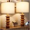 Scenekoy Wood Table Lamp Set of 2, 3-Way Dimmable Table