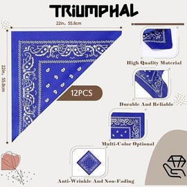 FANNI YOUPIN 100% Cotton Fine thick Bandanas/Fashion Scarf for Men & Women Paisley printed 12pcs (12 colors)