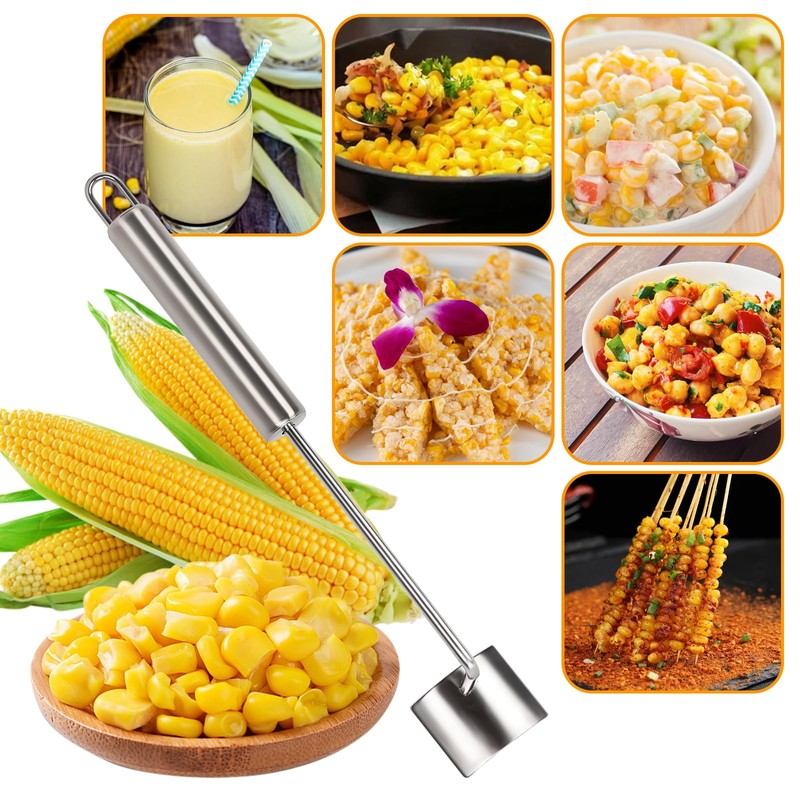 TOWEBOORY 3 Pack Corn Peeler with Long Handle, Stainless Steel