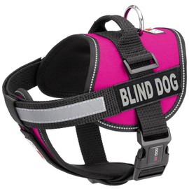 Dogline Unimax Dog Harness Vest with Blind Dog Patches Adjustable Straps Breathable Neoprene for Identification Training Dogs Girth 18 to 25 in Pink