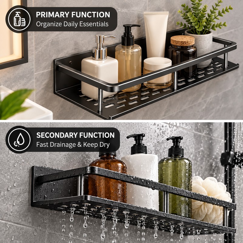 Wall Mounted Aluminum Storage Shelf for Kitchen & Bathroom –