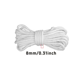 PDETVEO Soft Cotton Rope 32FT (10M), 8MM Diameter Braided Multipurpose Cord, Strong Twisted Rope for DIY Crafts, Home Decor and Outdoor Activities (White)