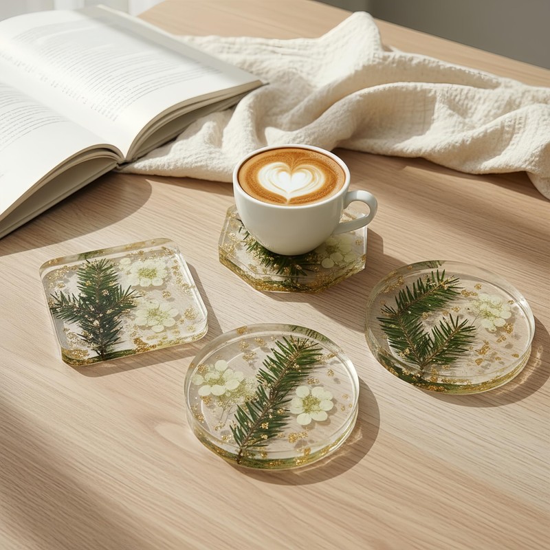 Silicone Resin Coaster Molds, 6-Cavity 4 Inch Polygonal Epoxy Mold