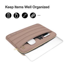MOSISO Puffy Funda de Portátil Compatible con MacBook Air/Pro,13-13.3 Pulgadas Portátil,Compatible con MacBook Pro 14 M3 M2 M1 2024-2021,Funda Horizontal de Poliéster con Pequeño Caso, Marrón