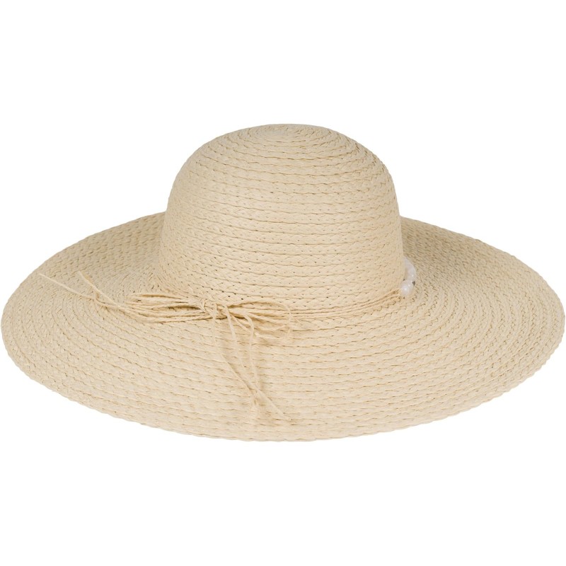 styleBREAKER 04025043 Women's Straw Hat Paper Straw with Pearl Band