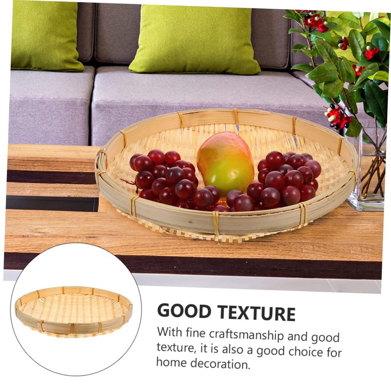 Levemolo 1pc Handmade Bamboo Sieve Round Rice Cleaning Basket Space-Saving