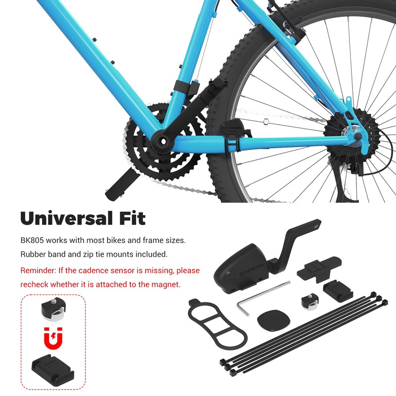 COOSPO Cadence and Speed Sensor, Bluetooth ANT+ Wireless 2 in