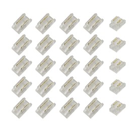 Biantie La 2-Pin COB LED Strip Connector Kit for Strip-to-Wire and Strip-to-Strip Joints on 8mm 5V 12V 24V DC Single Color LED Light Strip (Pack of 25)
