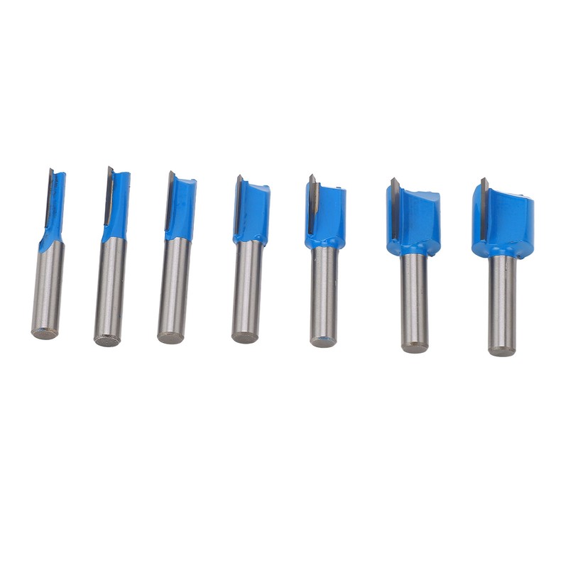7 Pcs Straight Router Bit 8mm Shank Double Flute Wood
