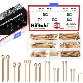 Hilitchi 136PCS Colored Zinc Plated Cotter Pin Assortment Kit M2 M3 M4 M5 M6 Straight Pins Hair Pin Split Pin Holds Split Pin Fastener Clips for Lock System
