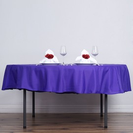 90" Inch Round Tablecloth Polyester Circular Wrinkle Resistant Table Cloth – Solid Soft Dinner Table Cover for Buffet Table, Wedding, Parties and Dinner - Purple