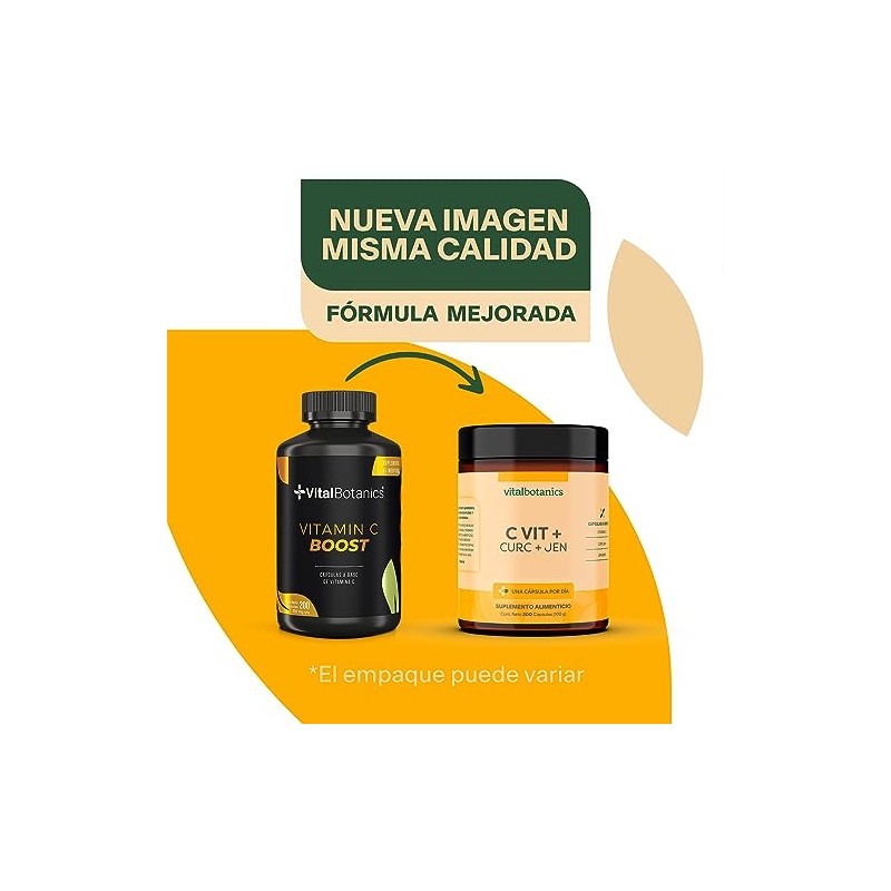 Vitalbotanics Vitamina Naranja Cúrcuma Jengibre 200 Cápsulas 500mg Multivitamínico Suplementos