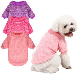 MOIRIG Dog Sweater, Dog Sweaters for Small Dogs, 2, 3 Pack Warm Soft Pet Clothes for Puppy, Medium Large Cat, Dogs Girl or Boy, Dog Shirt for Winter Christmas (Pink+Purple+HotPink, Small)