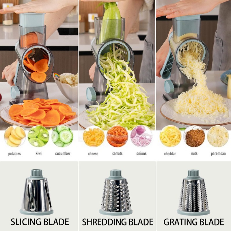 EDEFISY Cheese Grater Hand Crank Rotary Vegetables Shredder with Handle,
