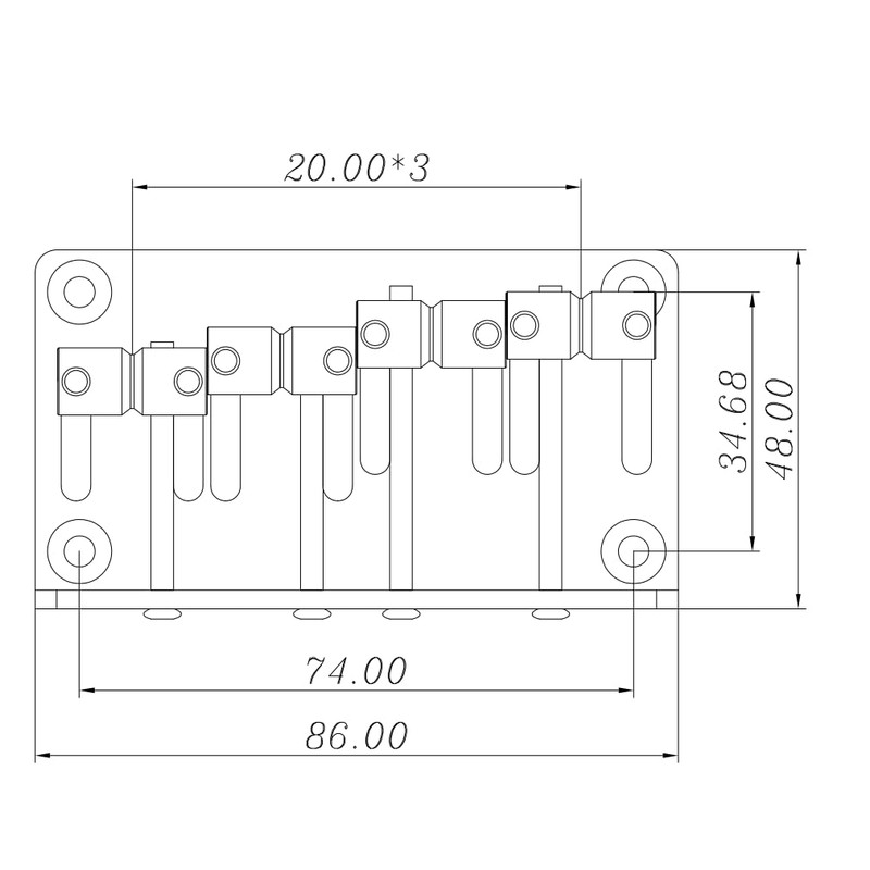 OVSAL Stainless Steel Electric Bass Guitar Bridge 20mm (25/32") String