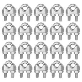 PATIKIL 1/16 Inch M2 Wire Rope Clamp Clip, 20 Pcs 304 Stainless Steel U Bolt Saddle Fastener for Rigging Rope, Wire and Cable