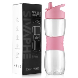 Sivaphe Clear Water Bottle with Straw 18 oz Portable Tritan Transparent Sports Drinking Bottle for School Girls Pink