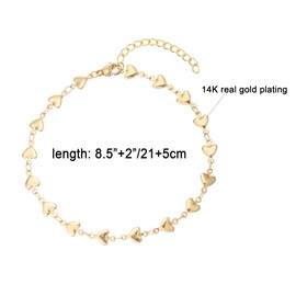 yipima Gold Ankle Bracelets for Women 14K Gold Plated Beaded Heart Chain Simulated Pearl Anklets for Women Waterproof