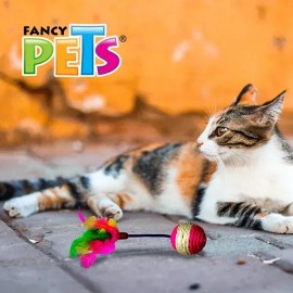 uguete Pelota Con Plumas Para Gato Fancy Pets De Cuerda 4 Cm Estimula Instinto De Caza Ayuda A Reducir Aburrimiento Estrés Y Ansiedad Favorece El Jueg
