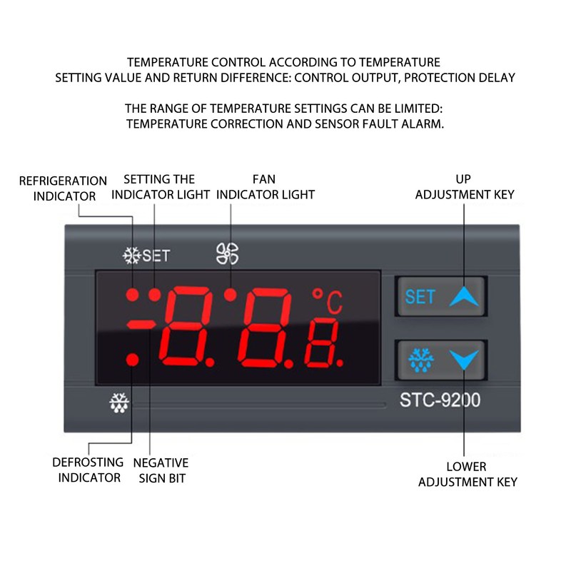 Intelligent Temperature Controller Refrigerating Defrosting Alarming Digital Thermostat ‑50℃ to