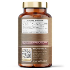 Tiger Milk Mushroom (Lignosus rhinocerus) - Clinically Studied LiGNO TM02® - >30% Polysaccharides - Respiratory, Cognitive & Immune Health - 120 Capsules - UK Made Supplement - GMP - Vegan